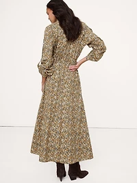 Cotton Utility Zip Long Midi Dress