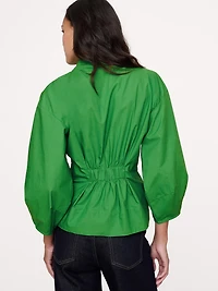 Cotton Poplin Cinched-Waist Shirt
