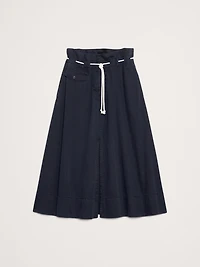 Cotton Poplin Maxi Skirt with Rope Tie