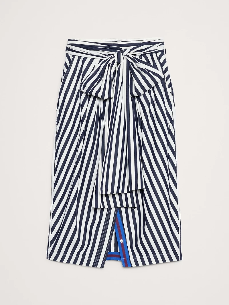 COTTON POPLIN SHIRT-SLEEVE MIDI SKIRT