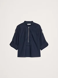 COTTON POPLIN ZIP POPOVER TOP