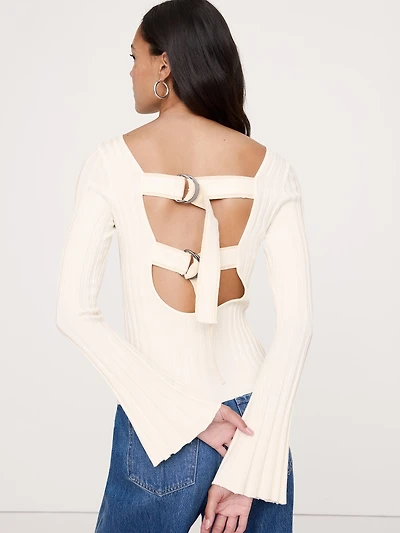 Sculpted Ribbed Backless Top