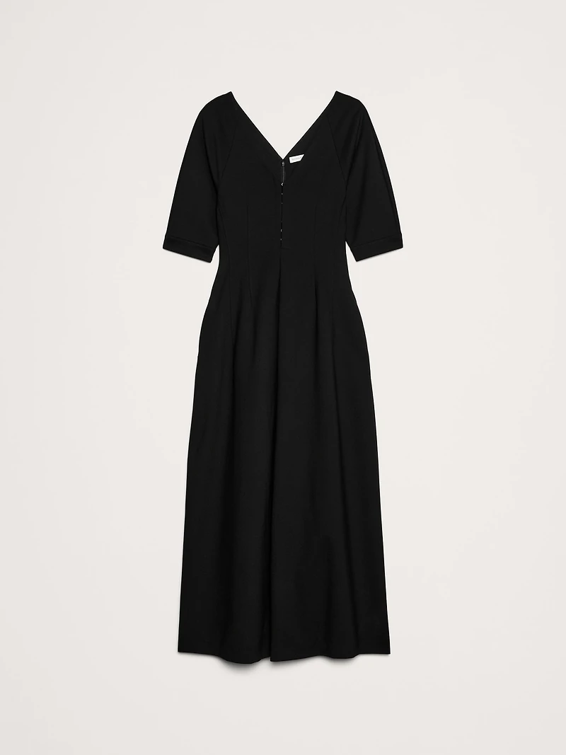 Ponte Puff-Sleeve Maxi Dress