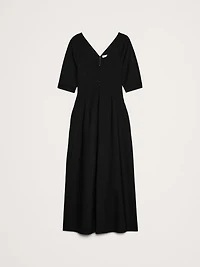 Ponte Puff-Sleeve Maxi Dress
