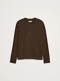 Slub Double-Knit Henley T-Shirt