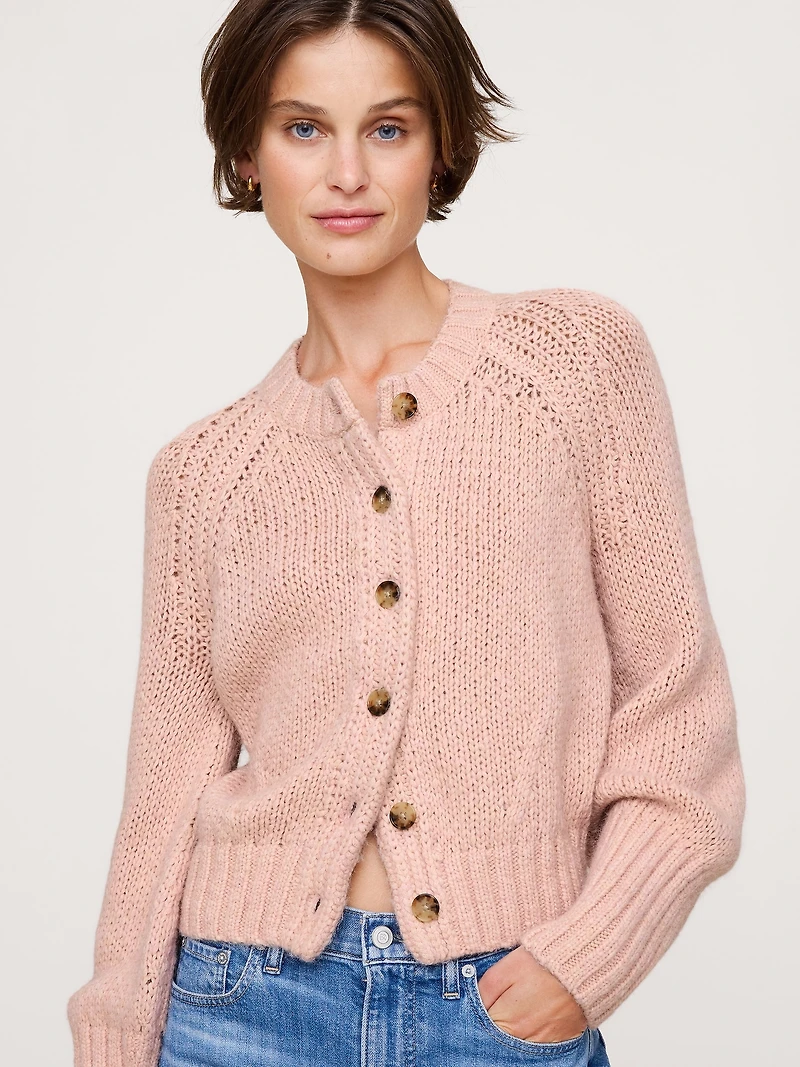 Cotton-Alpaca-Merino Raglan Cardigan