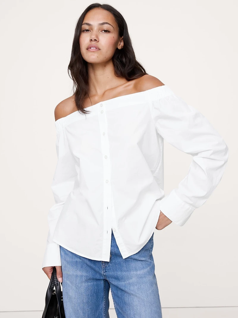 Cotton Poplin Off-the-Shoulder Top
