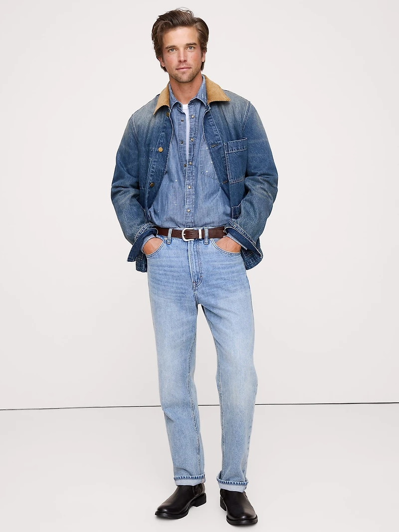 Relaxed-Fit Paint Splatter Cotton-Hemp Chambray Shirt