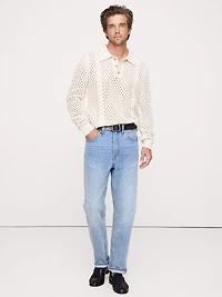 Italian Wool-Blend Mesh Sweater Polo
