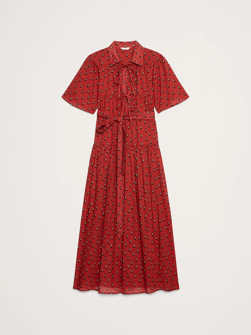 Cotton Tie-Front Shirt Dress