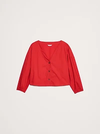 Cotton Poplin Volume-Sleeve Top
