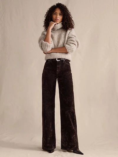 The Icon Classic Wide-Leg Flocked Jean
