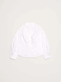 Cotton Poplin Balloon-Sleeve Shirt