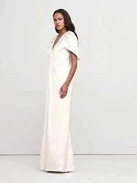 Stretch-Satin Cape Maxi Dress