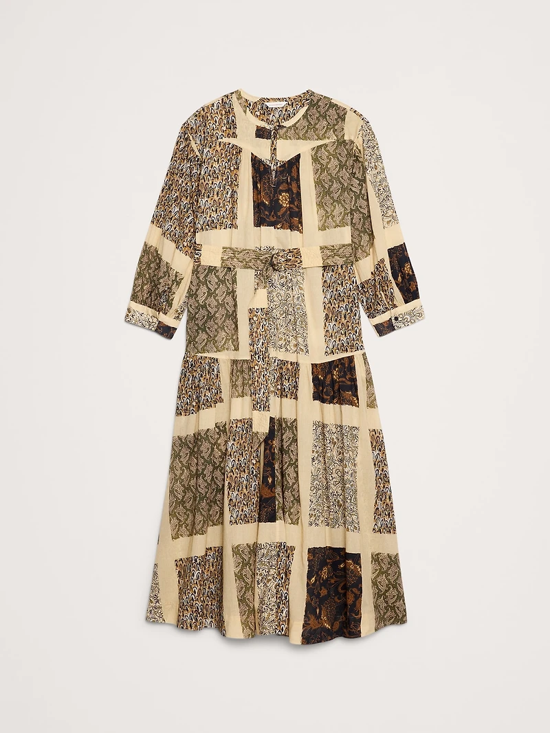 Cotton Drop-Waist Maxi Shirt Dress