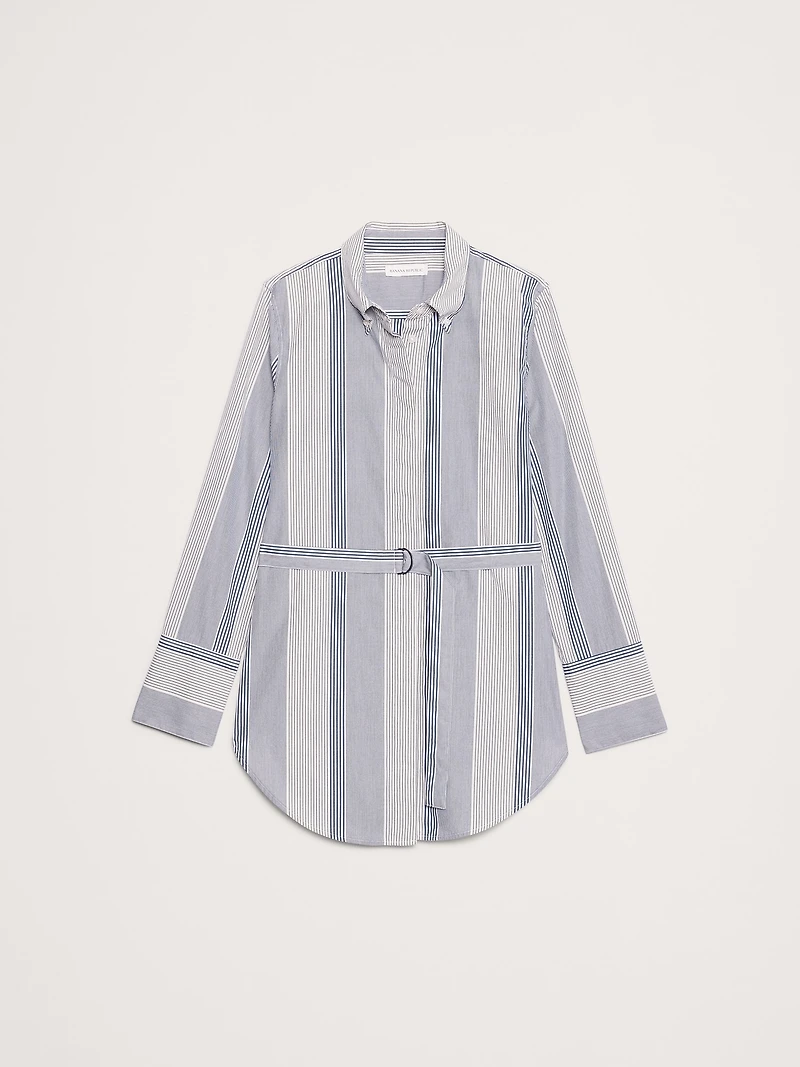 Cotton Poplin Belted Tunic Shirt