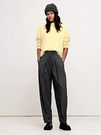 High-Rise Pleated Barrel Flannel Pull-On Pant
