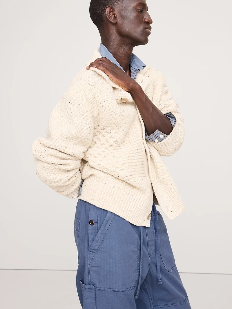 HERRINGBONE COTTON PULL-ON GARDENER PANT