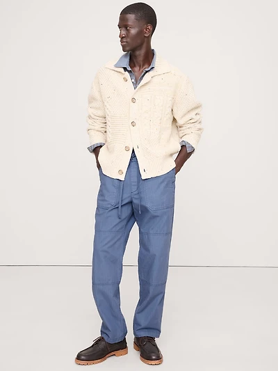 HERRINGBONE COTTON PULL-ON GARDENER PANT