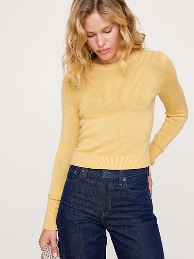 Shrunken Cotton-Silk Crew-Neck Sweater