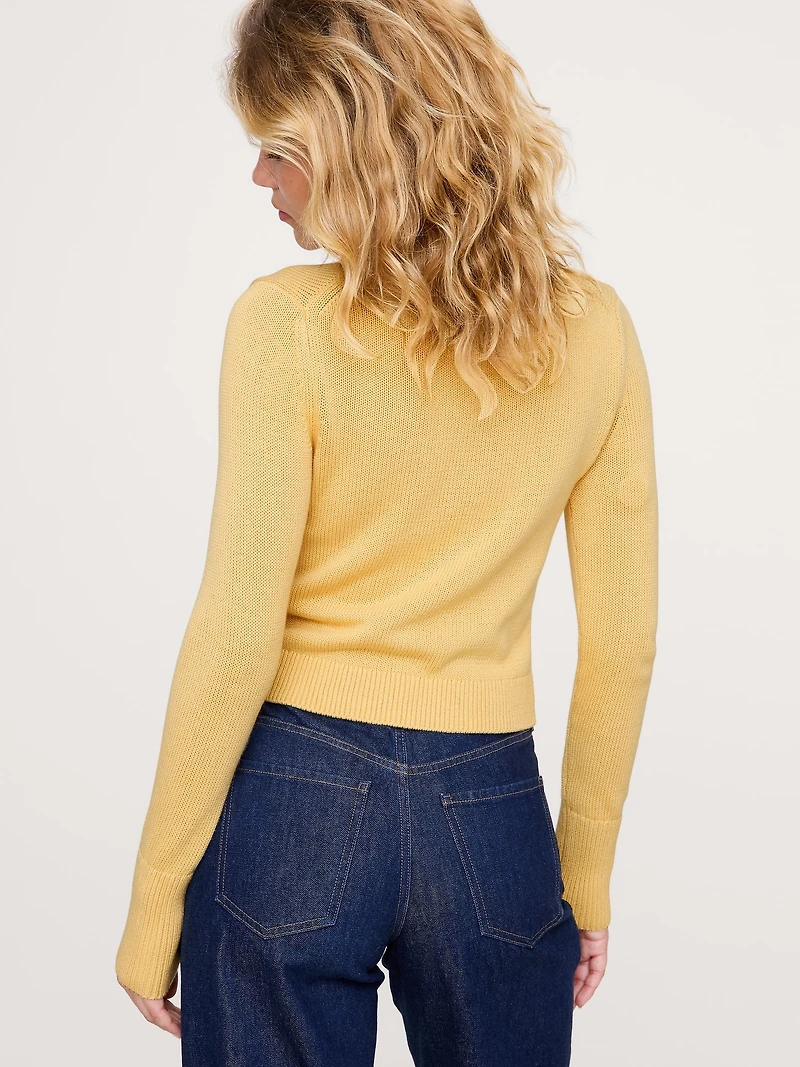 Shrunken Cotton-Silk Crew-Neck Sweater