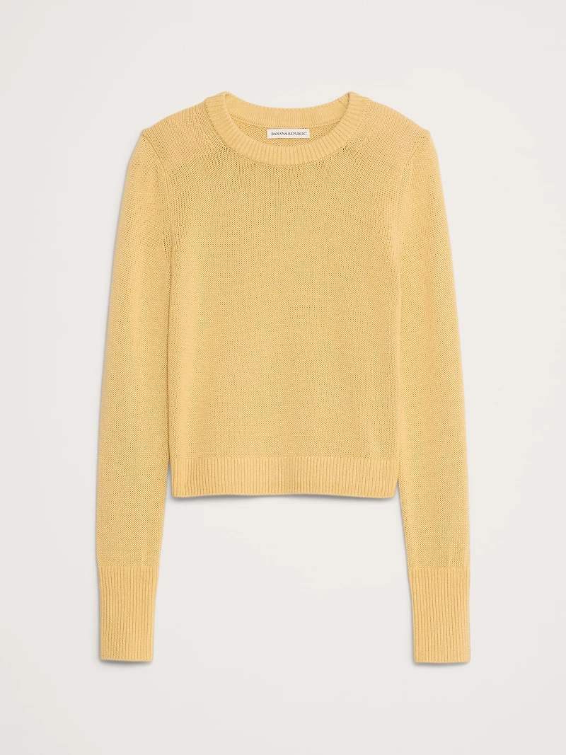 Shrunken Cotton-Silk Crew-Neck Sweater