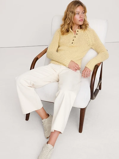 Cotton-Alpaca-Merino Henley Sweater