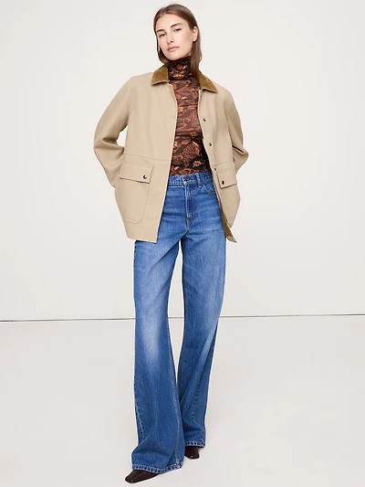 Canvas Chore Coat with Corduroy Collar