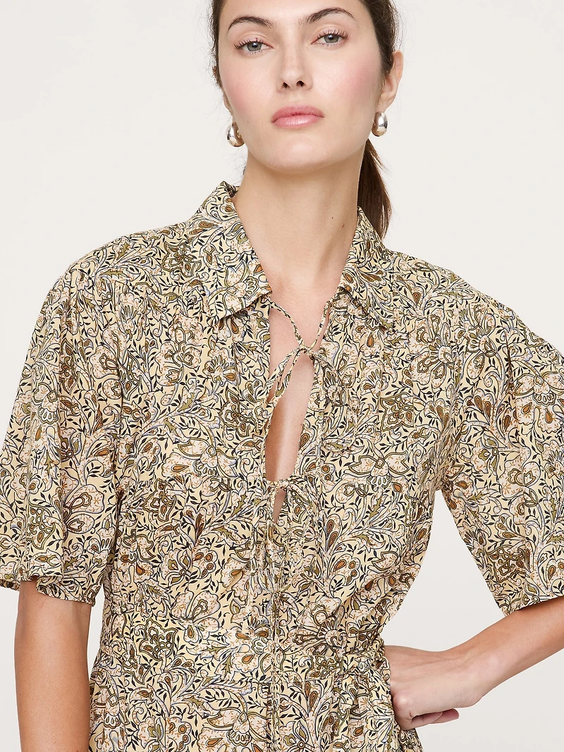 Cotton Tie-Front Shirt Dress
