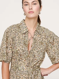 Cotton Tie-Front Shirt Dress