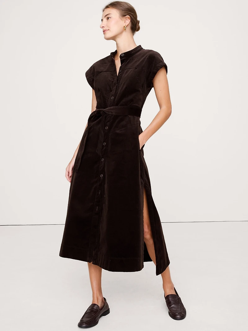 Corduroy Midi Shirt Dress
