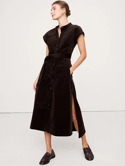 Corduroy Midi Shirt Dress
