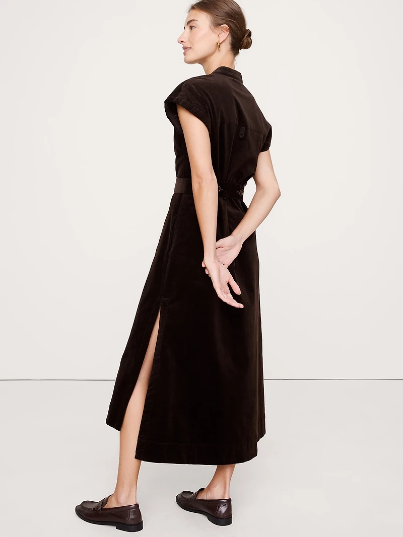 Corduroy Midi Shirt Dress