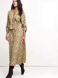 Cotton Utility Zip Long Midi Dress