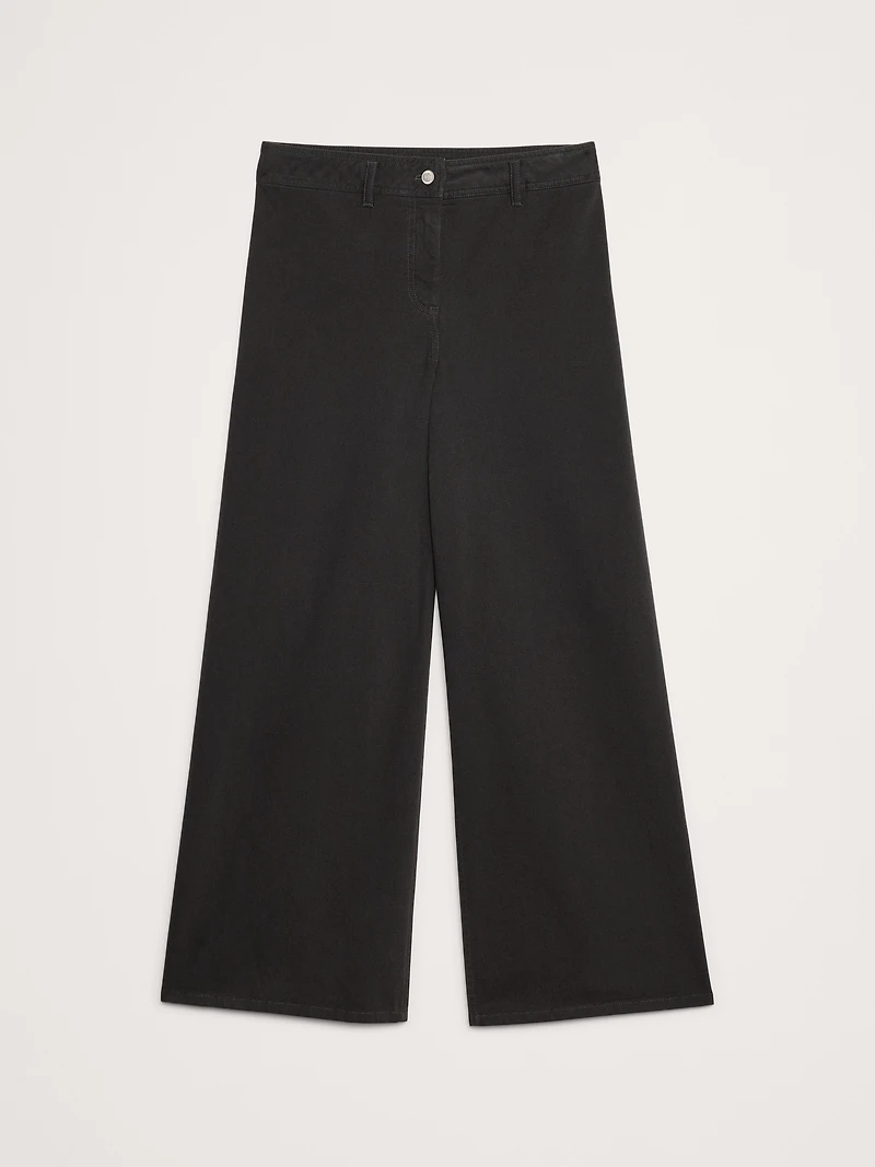 HIGH-RISE WIDE-LEG STRETCH-COTTON TWILL PANT