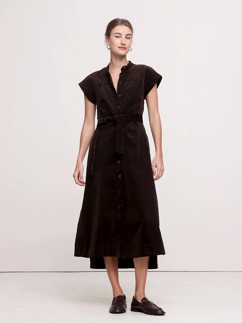 Corduroy Midi Shirt Dress