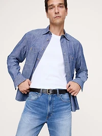 LEATHER BELT WITH ROLLER BUCKLE