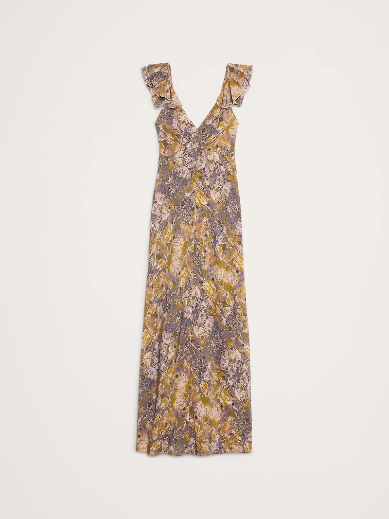 Matte Silk Open-Back Maxi Dress