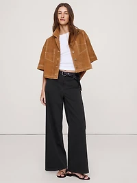 HIGH-RISE WIDE-LEG STRETCH-COTTON TWILL PANT