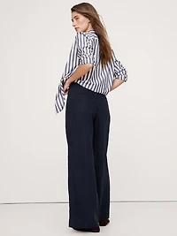 Mid-Rise Wide-Leg Drapey Pull-On Pant