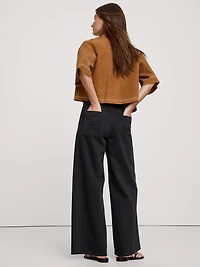 HIGH-RISE WIDE-LEG STRETCH-COTTON TWILL PANT