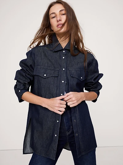 ULTRA-OVERSIZED DENIM SHIRT JACKET