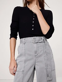 HIGH-RISE WIDE-LEG UTILITY CROP PANT