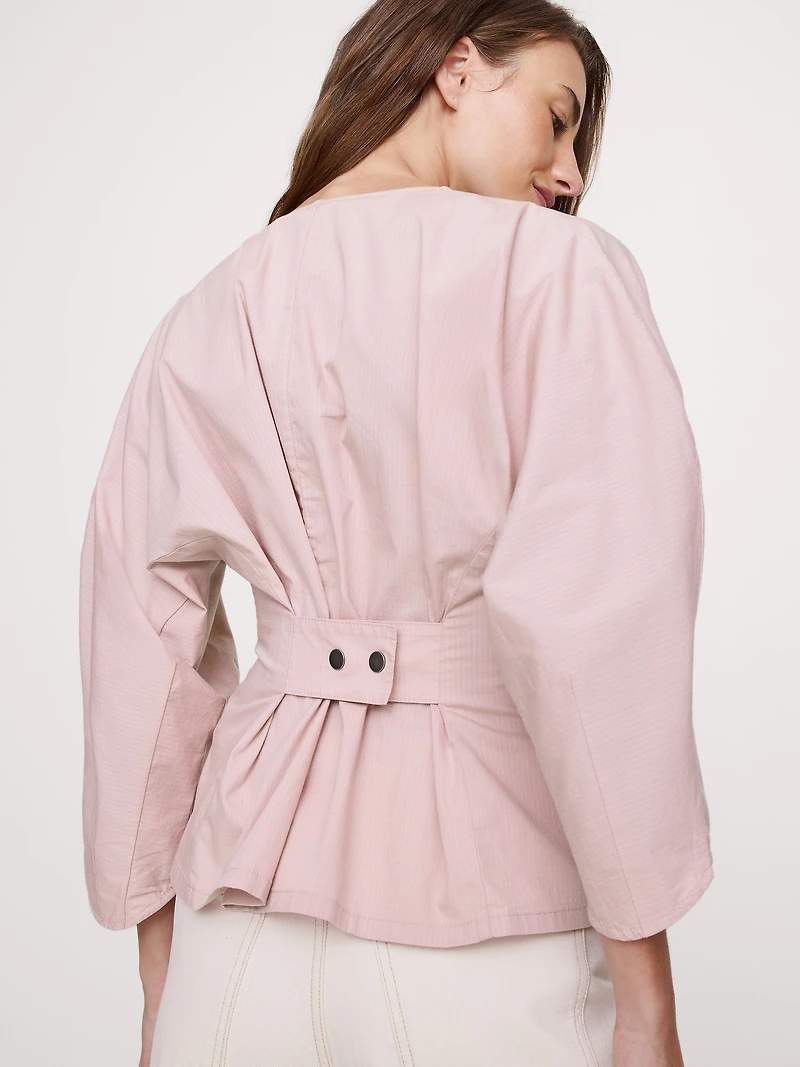 STRETCH-COTTON UTILITY PEPLUM TOP