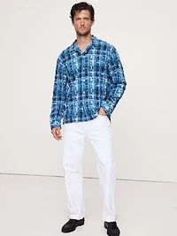 RELAXED-FIT PLAID TEXTURE RESORT SHIRT