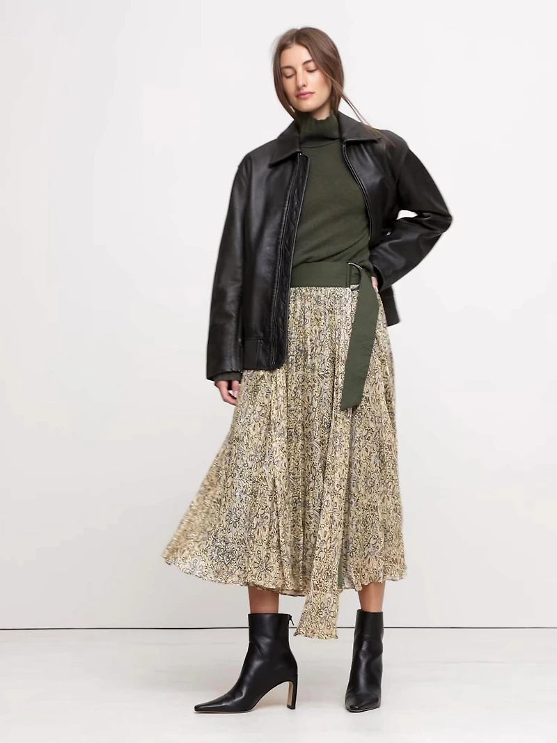 Pleated Midi Skirt