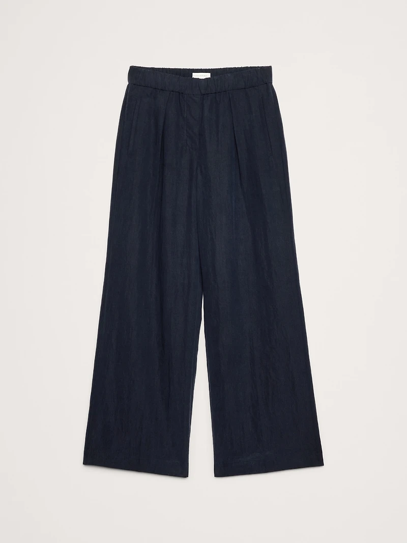 Mid-Rise Wide-Leg Drapey Pull-On Pant