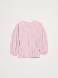 STRETCH-COTTON UTILITY PEPLUM TOP
