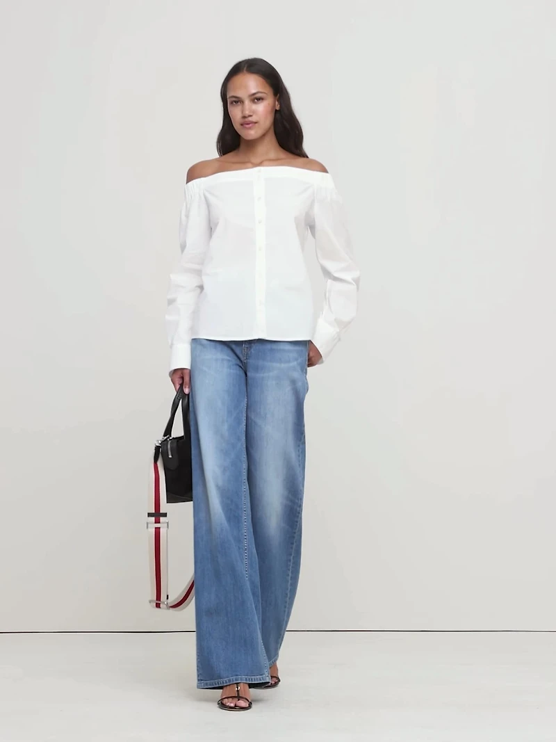 Cotton Poplin Off-the-Shoulder Top