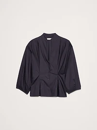 Cotton Poplin Cinched-Waist Shirt